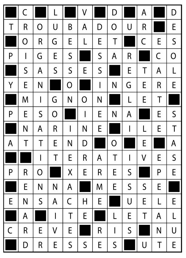 Solutions des mots fléchés du précédent numéro