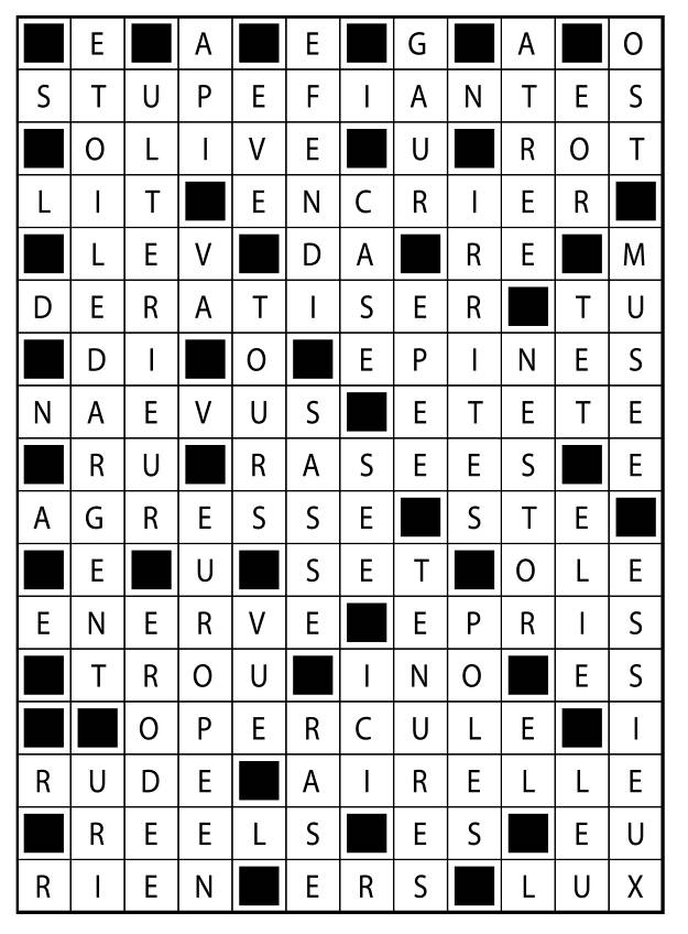 Solutions des mots fléchés du précédent numéro