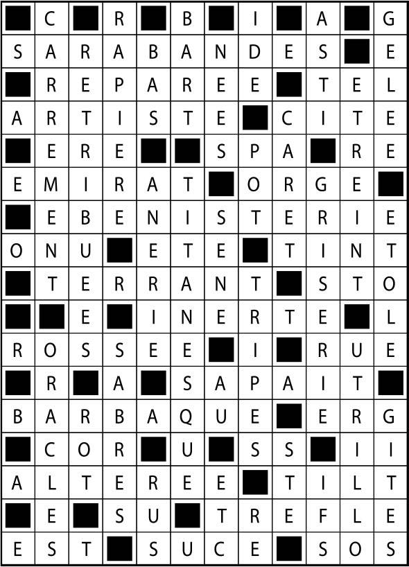 Solutions des mots fléchés du précédent numéro