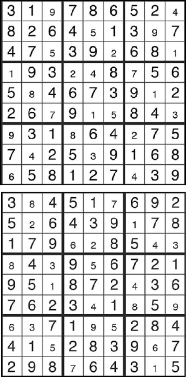 Solutions des sudokus du précédent numéro
