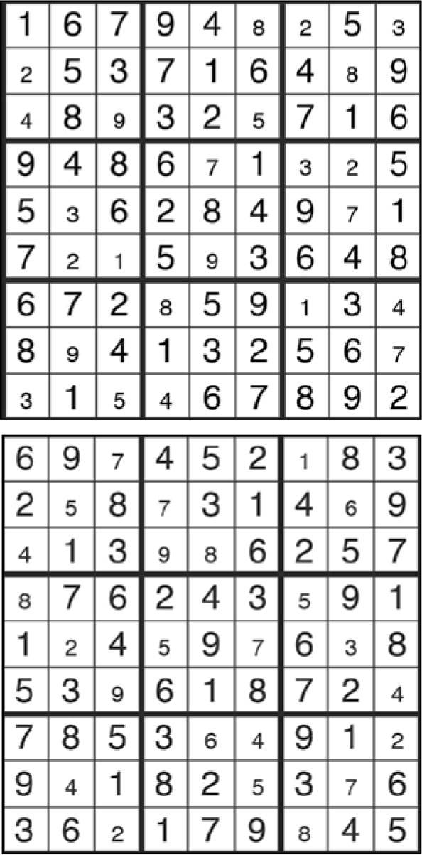 Solutions des sudokus du précédent numéro