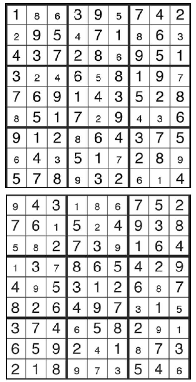 Solutions des sudokus du précédent numéro