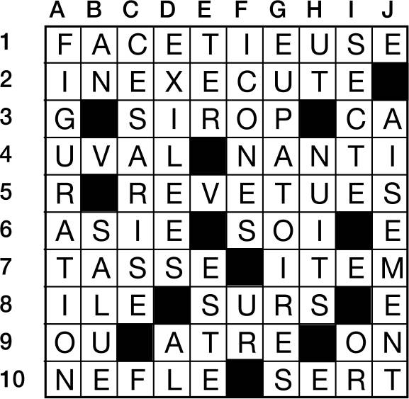 Solutions des mots croisés du précédent numéro