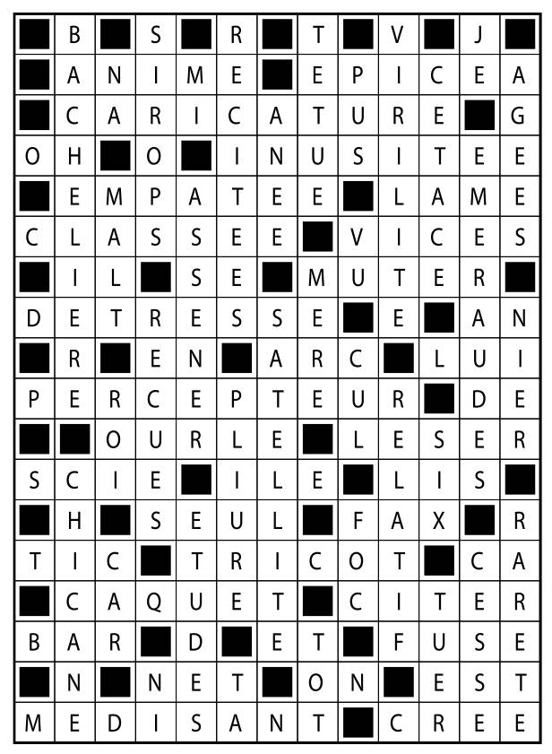 Solutions des mots fléchés du précédent numéro