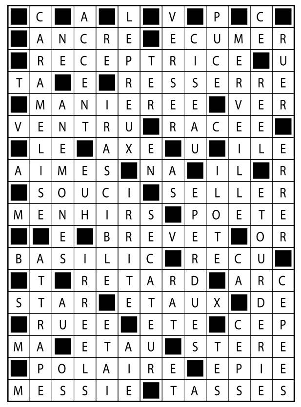 Solutions des mots fléchés du précédent numéro