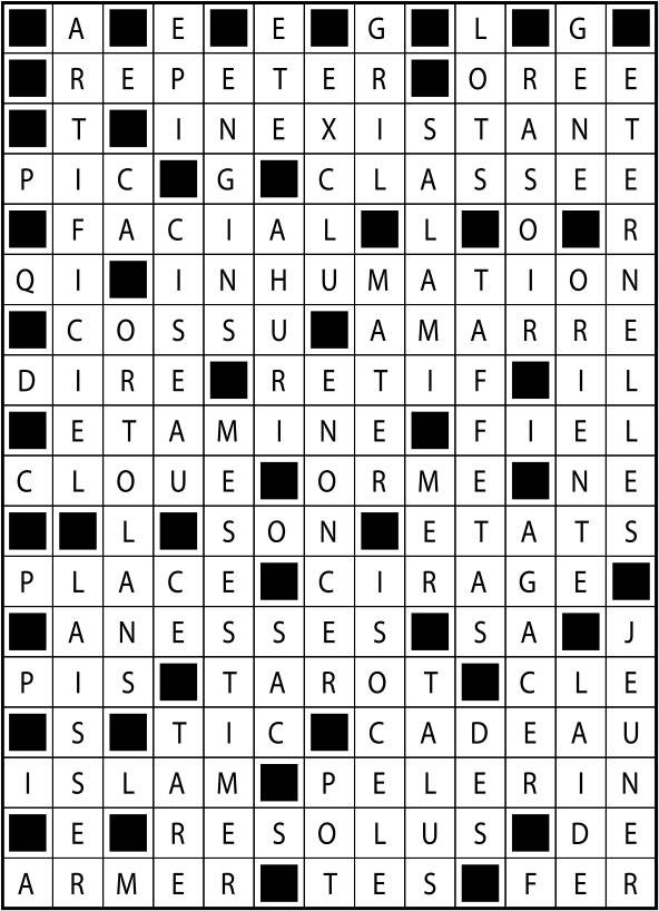 Solutions des mots fléchés du précédent numéro