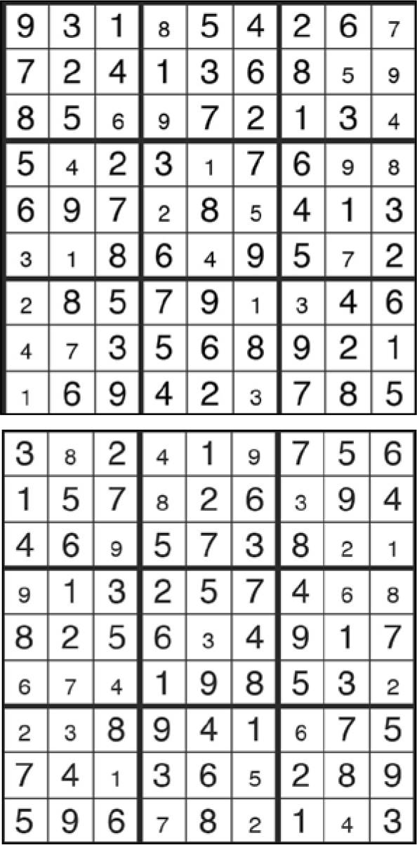Solutions des sudokus du précédent numéro