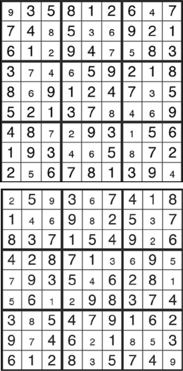 Solutions des sudokus du précédent numéro