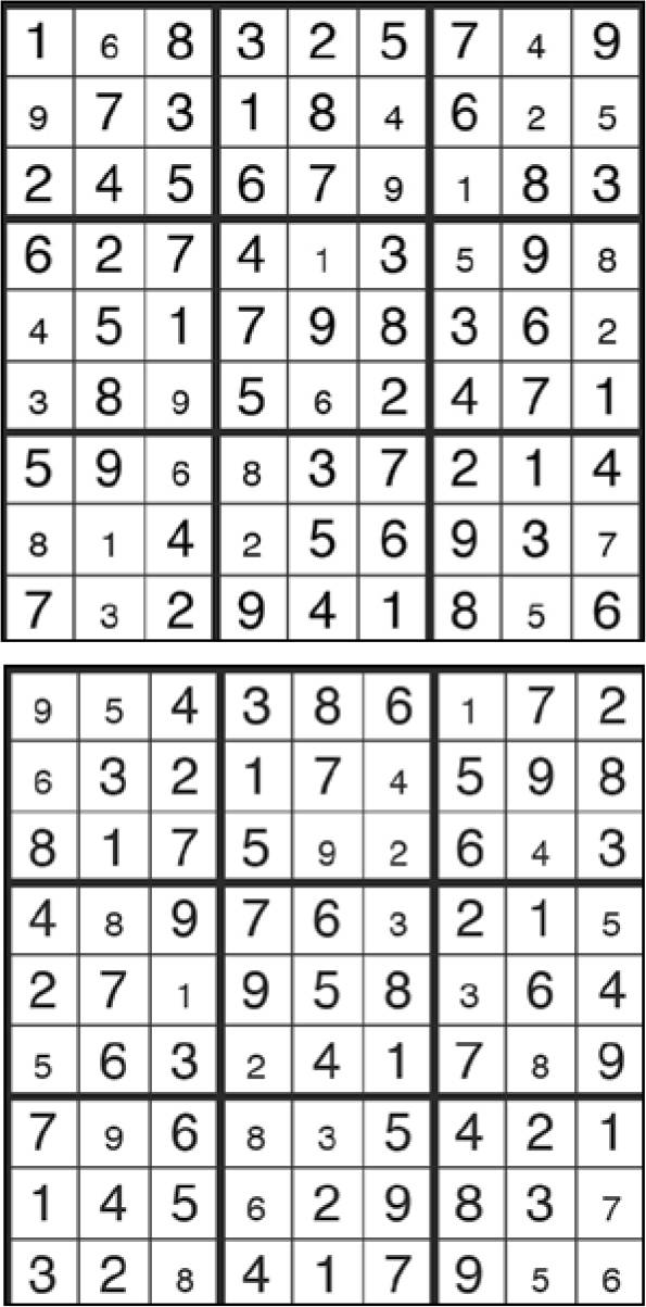 Solutions des sudokus du précédent numéro