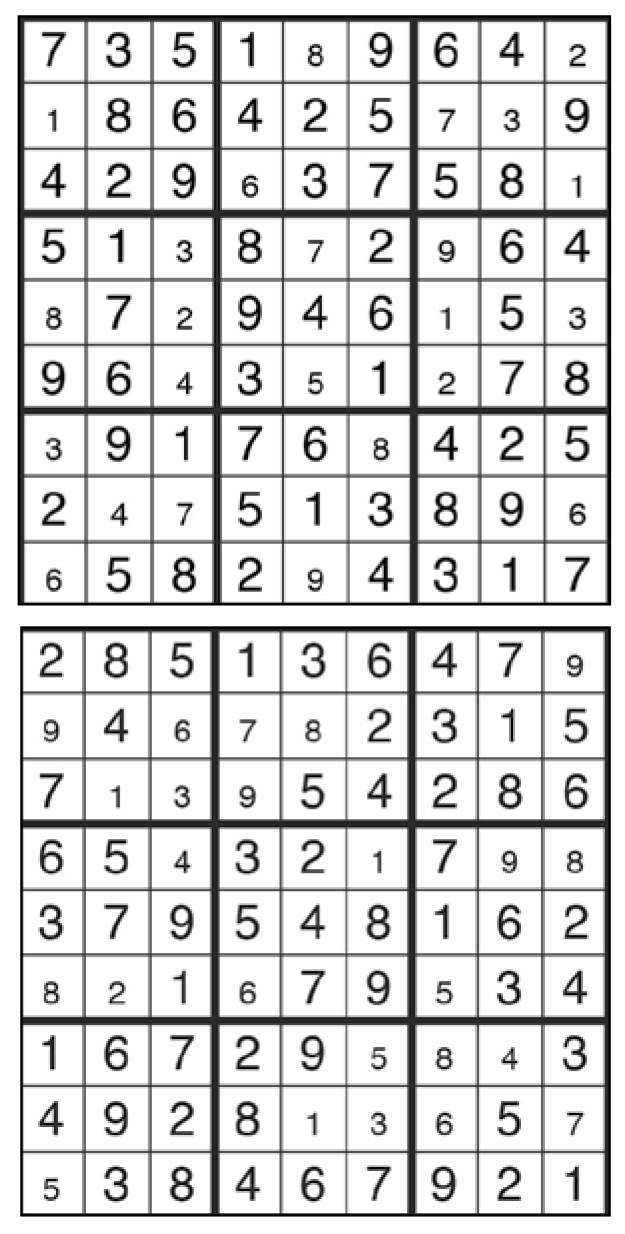 Solutions des sudokus du précédent numéro