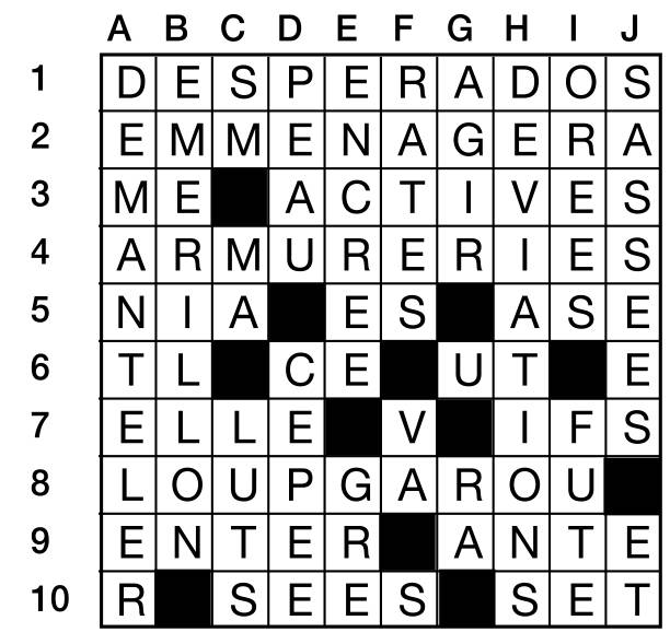 Solutions des mots croisés du précédent numéro
