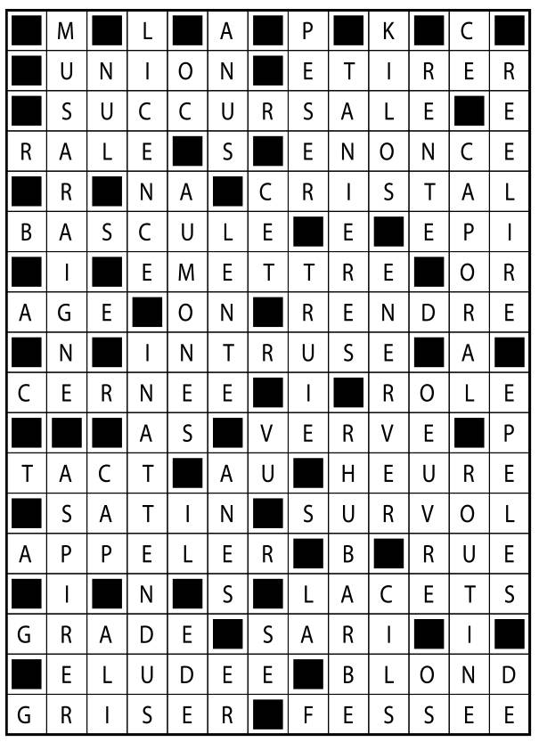 Solutions des mots fléchés du précédent numéro