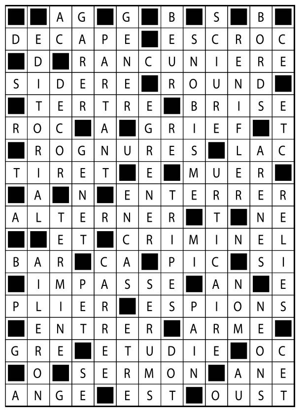 Solutions des mots fléchés du précédent numéro