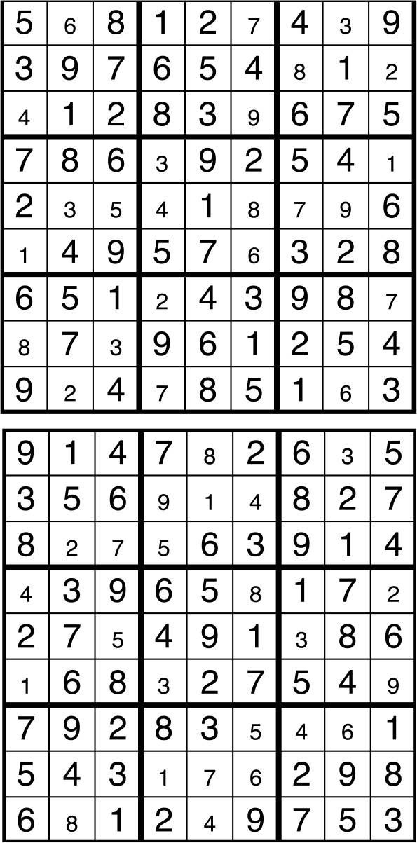 Solutions des sudokus du précédent numéro