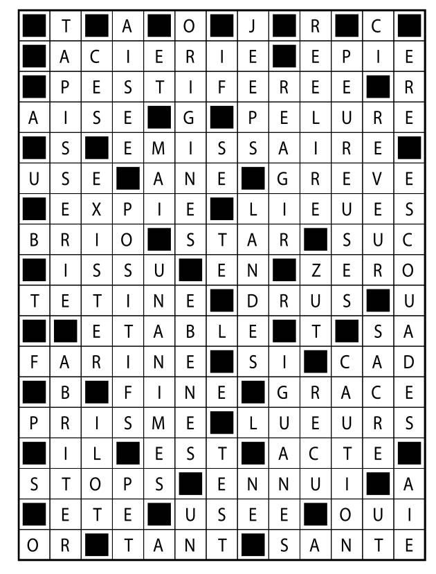 Solutions des mots fléchés du précédent numéro