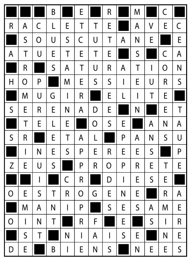 Solutions des mots fléchés du précédent numéro