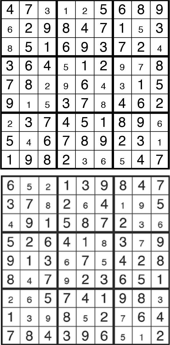 Solutions des sudokus du précédent numéro