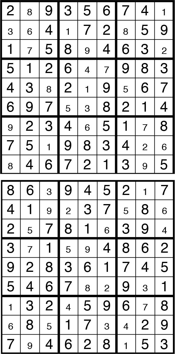 Solutions des sudokus du précédent numéro