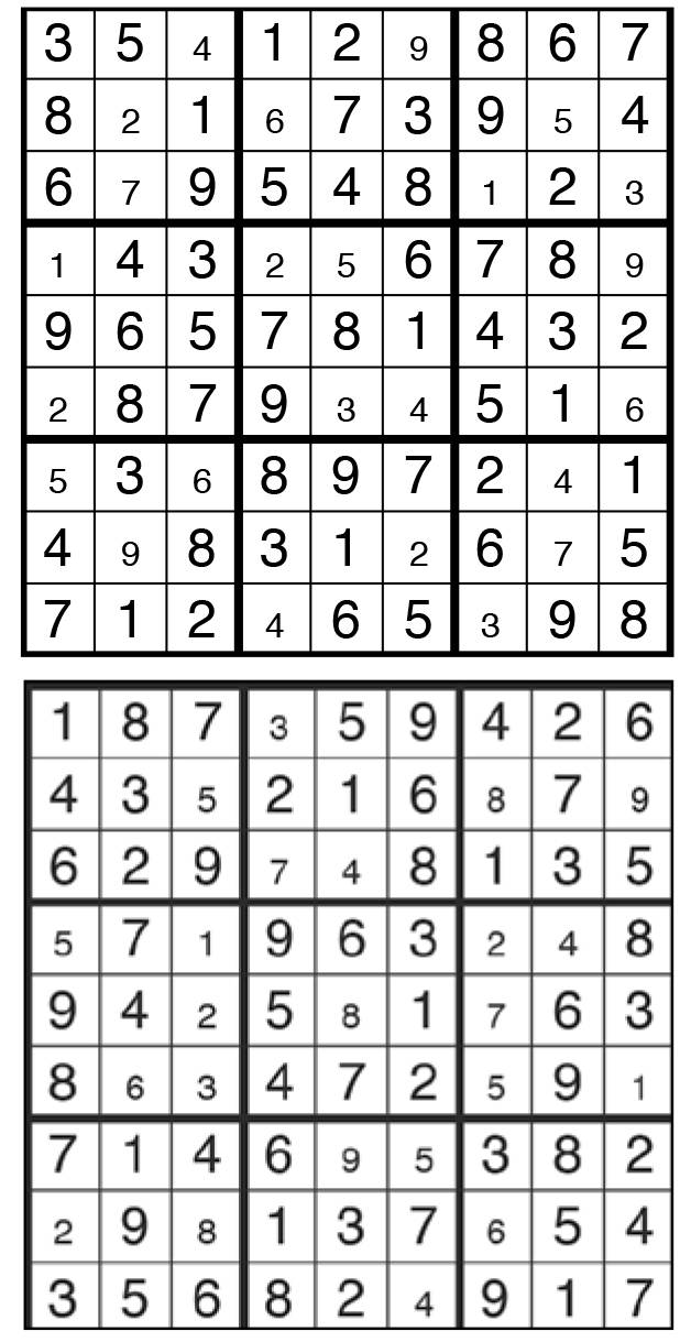 Solutions des sudokus du précédent numéro