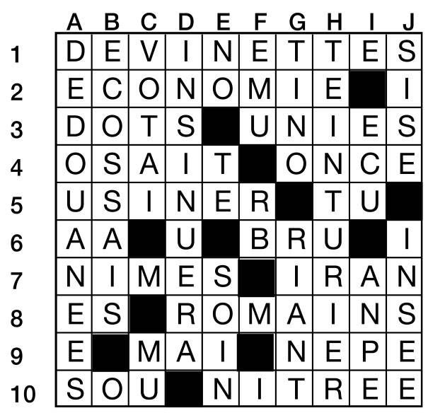Solutions des mots croisés du précédent numéro