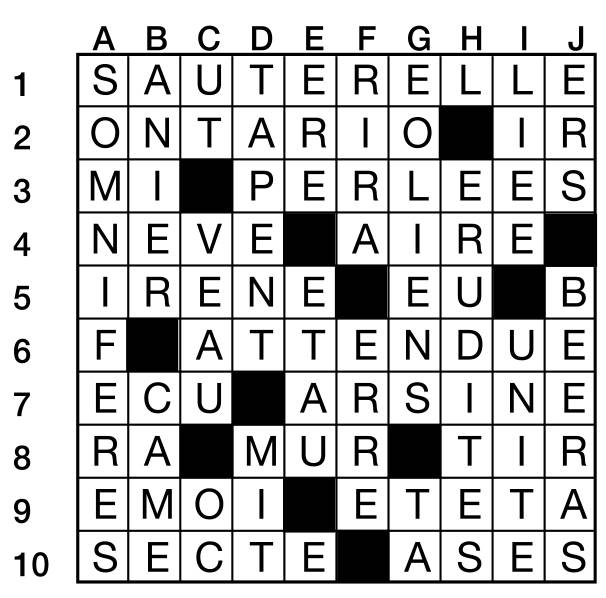 Solutions des mots croisés du précédent numéro