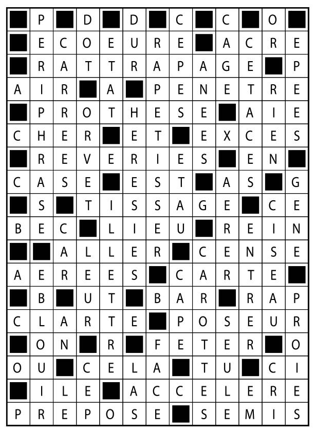 Solutions des mots fléchés du précédent numéro