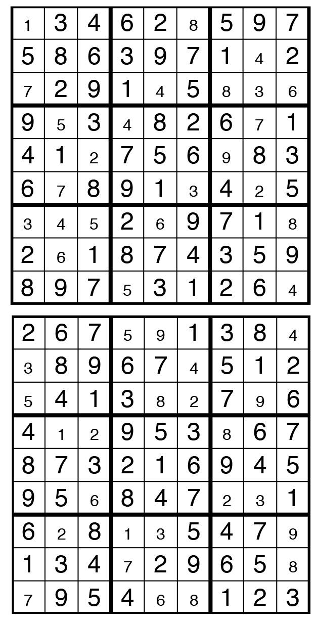 Solutions des sudokus du précédent numéro