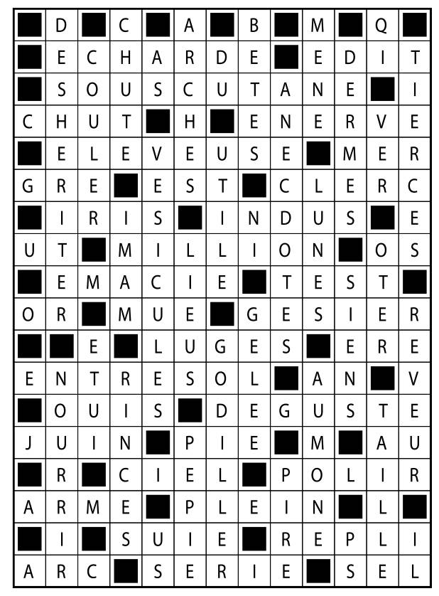 Solutions des mots fléchés du précédent numéro