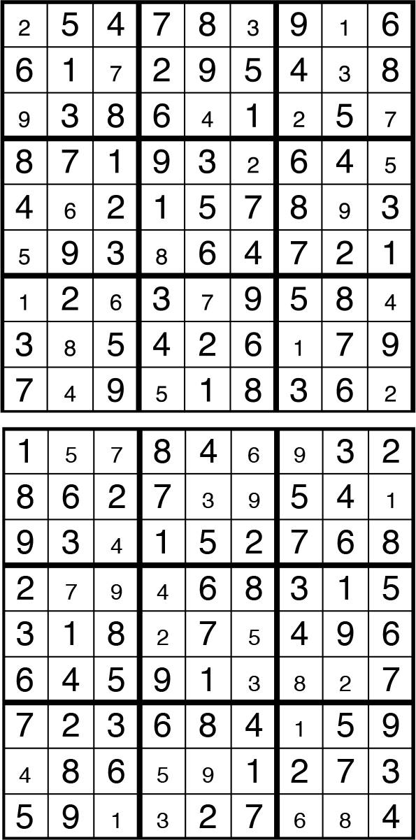 Solutions des sudokus du précédent numéro