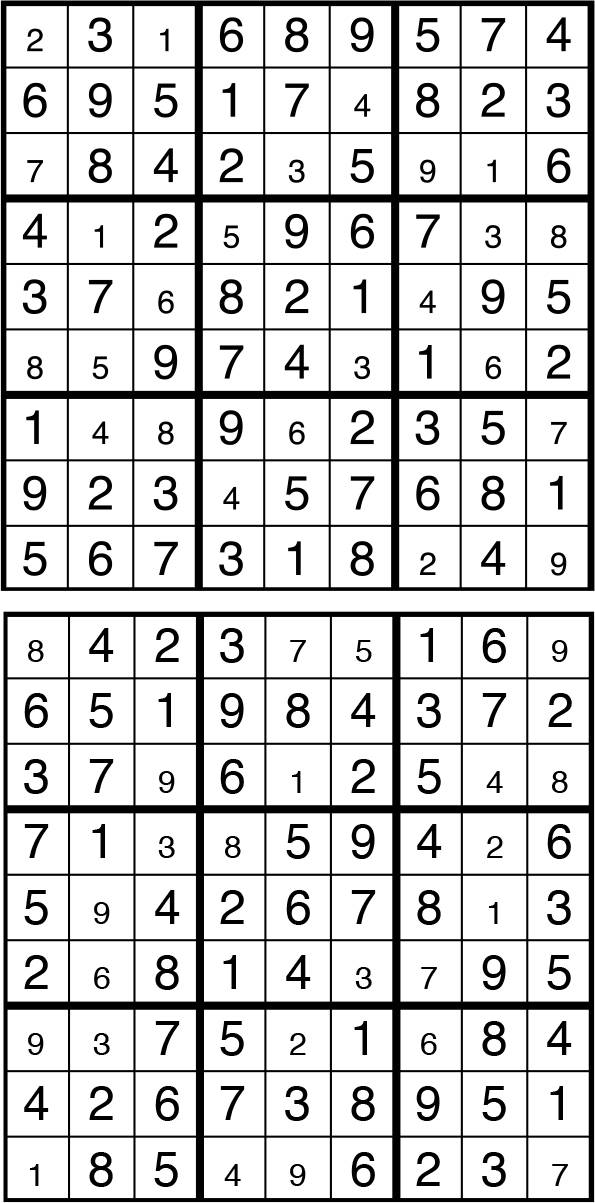 Solutions des sudokus du précédent numéro