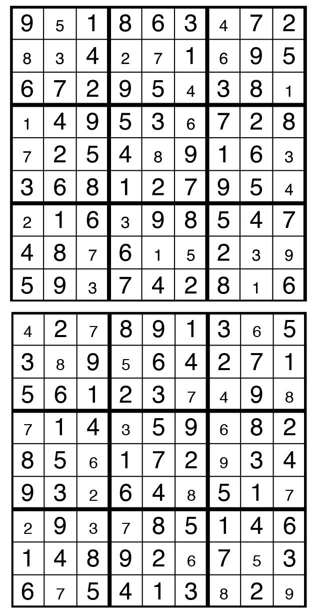 Solutions des sudokus du précédent numéro