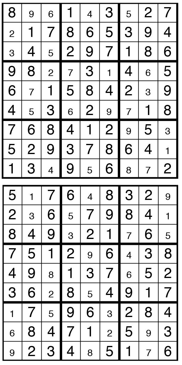 Solutions des sudokus du précédent numéro