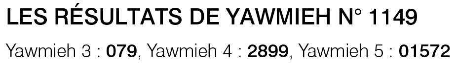 Les résultats de Yawmieh n° 1149