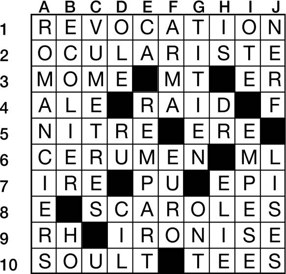 Solutions des mots croisés du précédent numéro