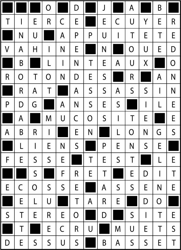 Solutions des mots fléchés du précédent numéro