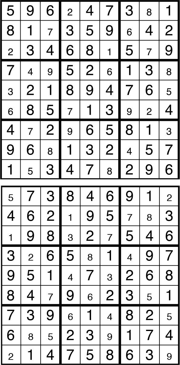 Solutions des sudokus du précédent numéro