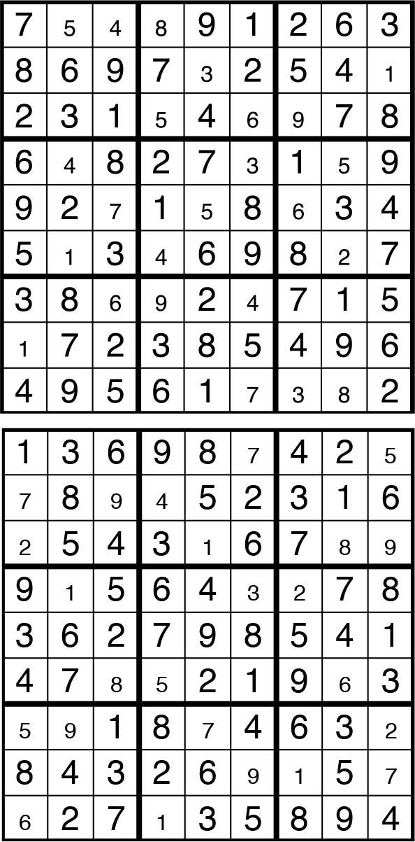 Solutions des sudokus du précédent numéro