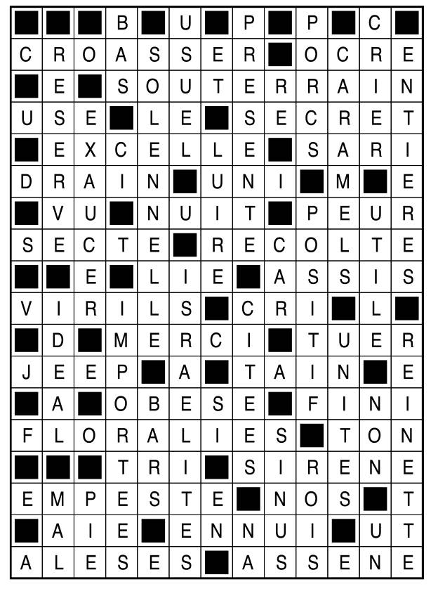 Solutions des mots fléchés du précédent numéro
