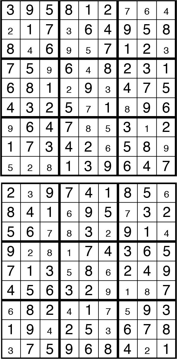 Solutions des sudokus du précédent numéro