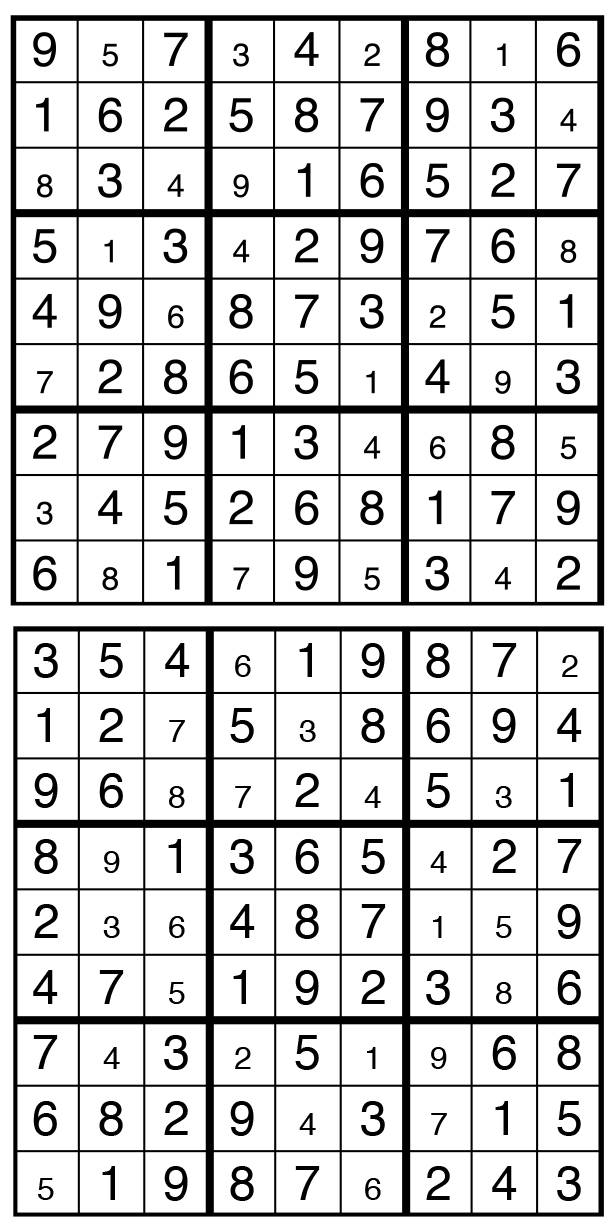 Solutions des sudokus du précédent numéro