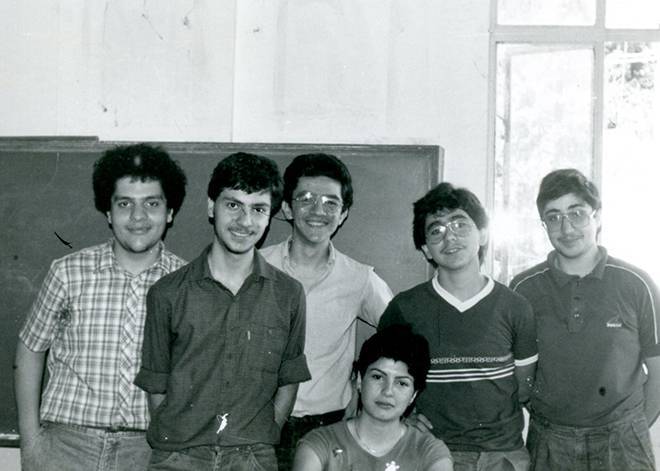 Ardem Patapoutian (second from right) with his teacher and his classmates at school. (Photo courtesy of Ardem Patapoutian)