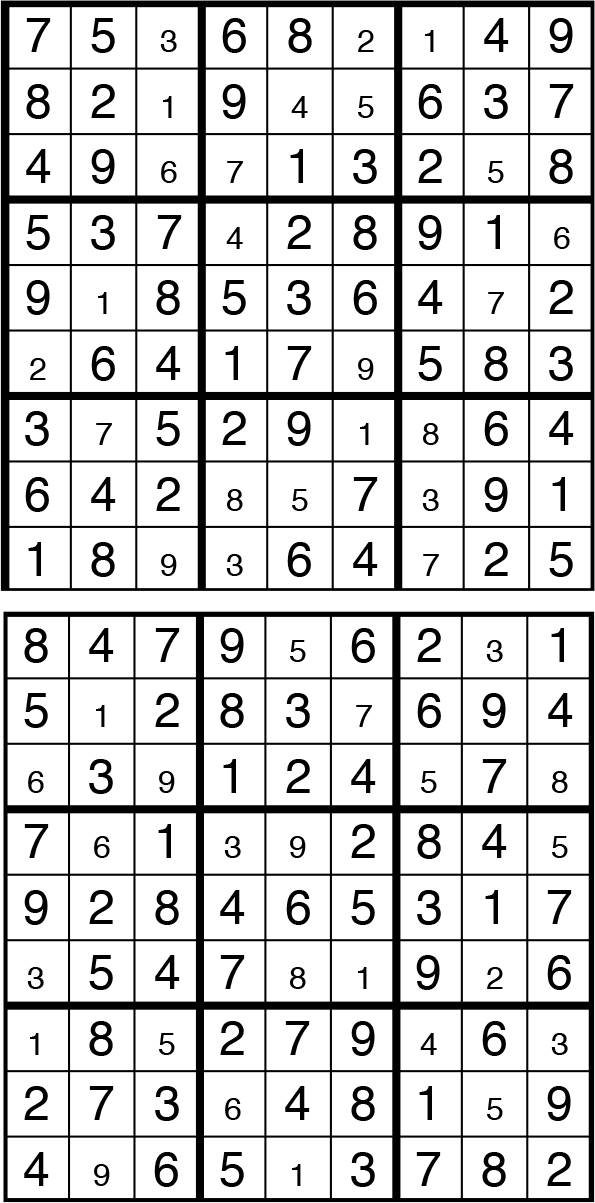 Solutions des sudokus du précédent numéro