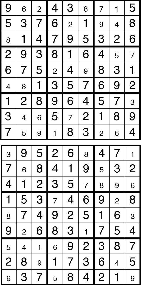 Solutions des sudokus du précédent numéro