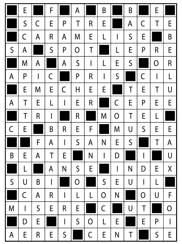 Solutions des mots fléchés du précédent numéro