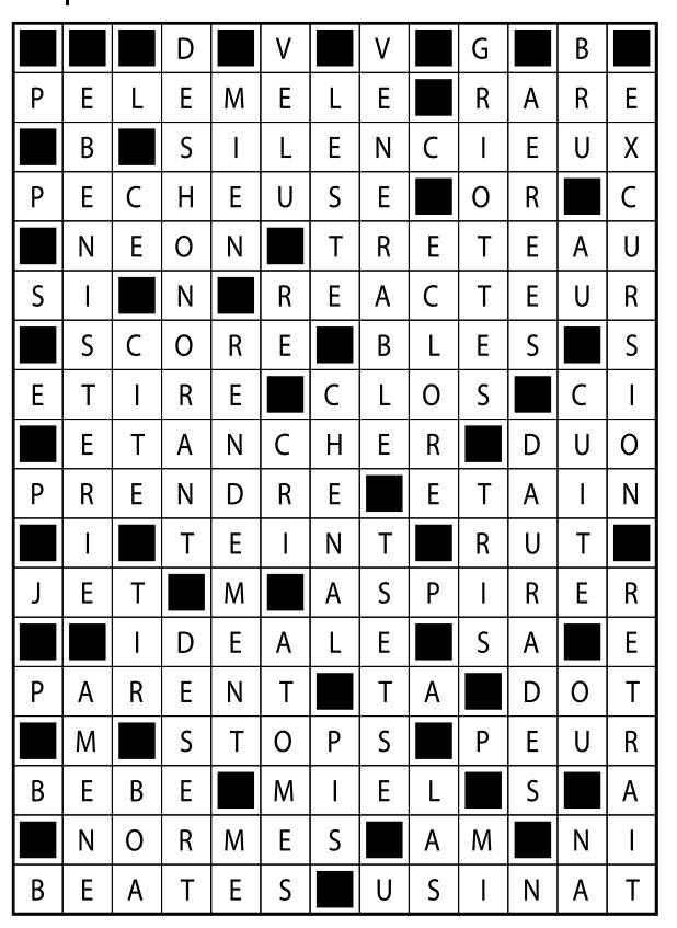 Solutions des mots fléchés du précédent numéro