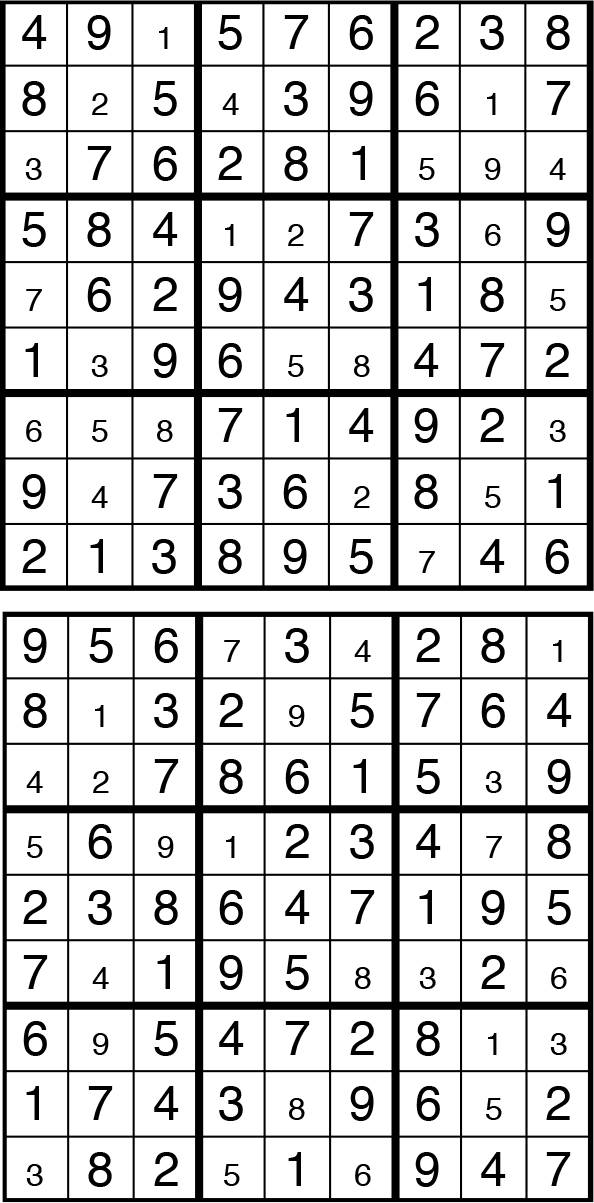 Solutions des sudokus du précédent numéro