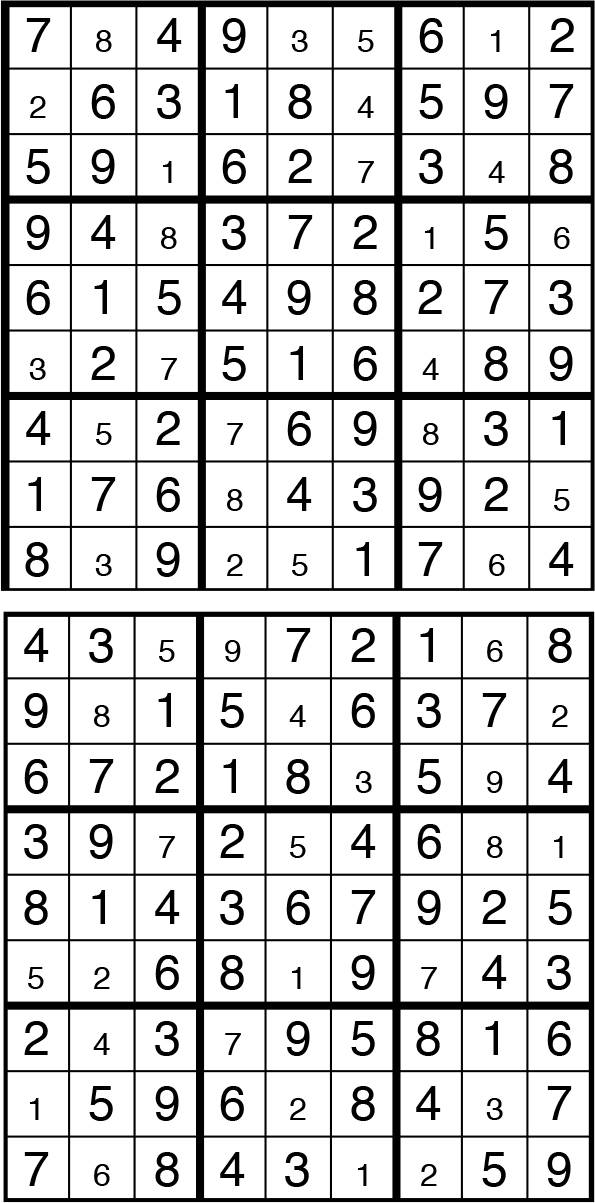 Solutions des sudokus du précédent numéro
