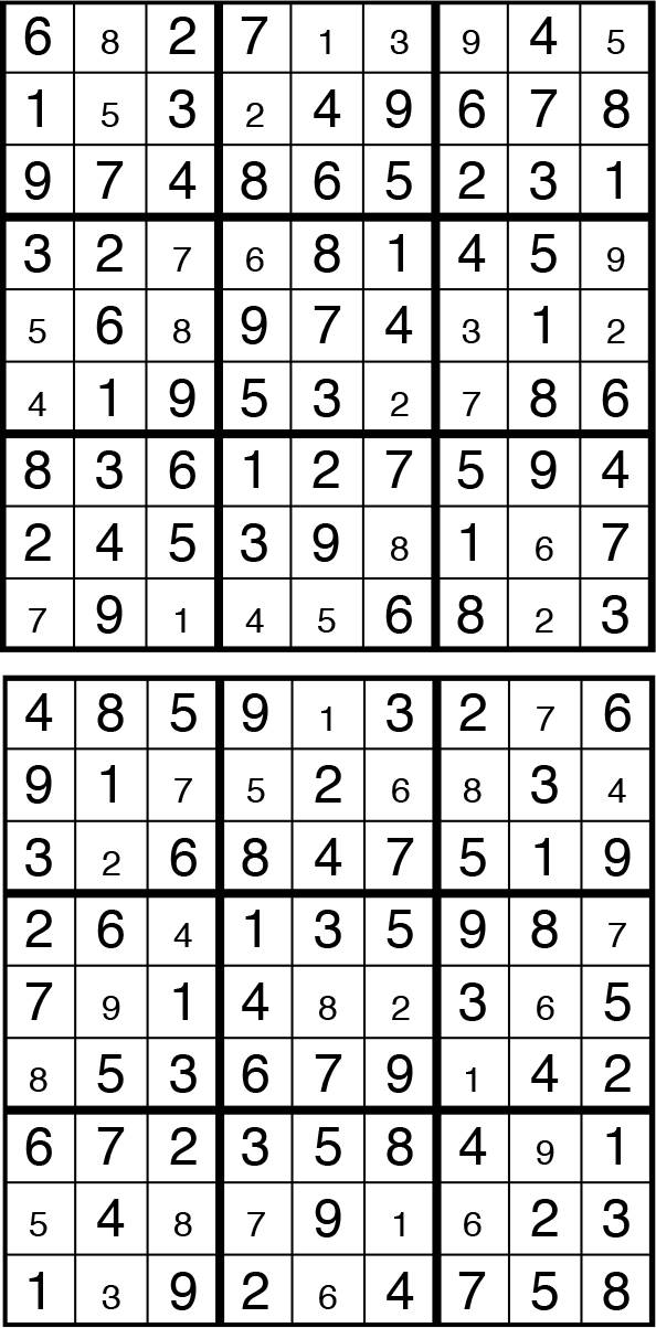 Solutions des sudokus du précédent numéro
