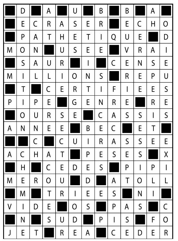 Solutions des mots fléchés du précédent numéro
