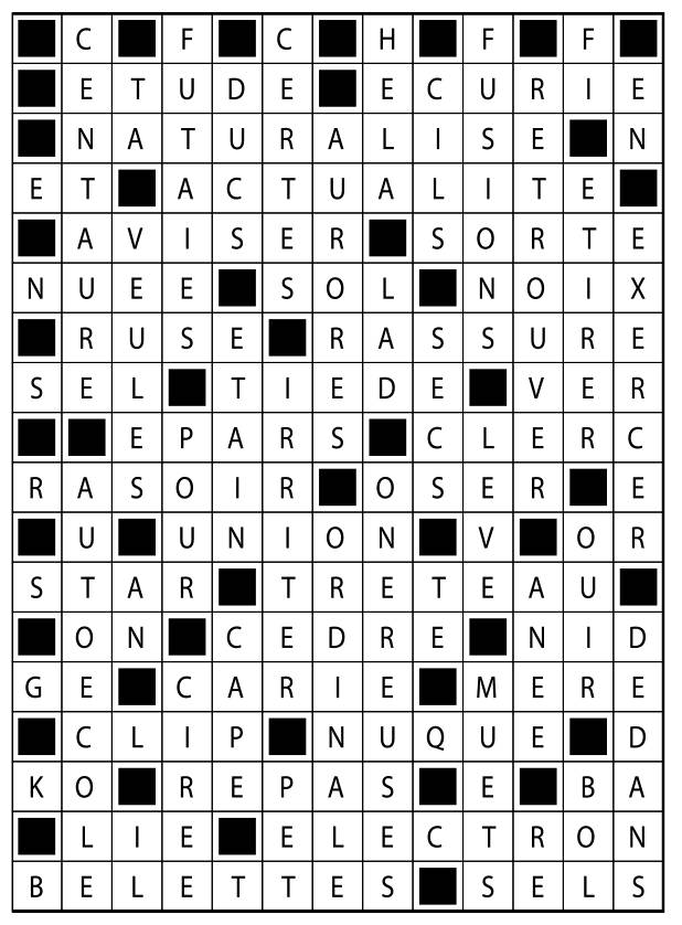 Solutions des mots fléchés du précédent numéro